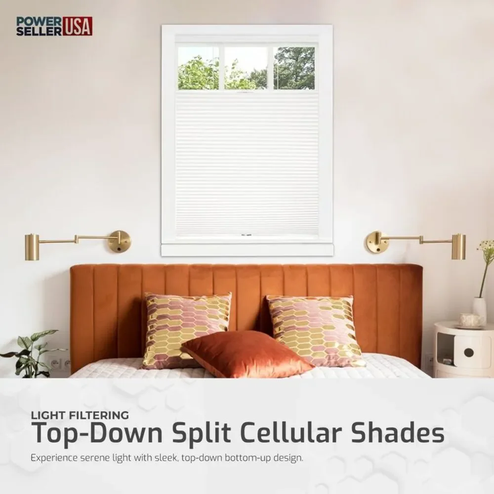 Cordless Window Blinds Cellular Top-Down Bottom-Up Honeycomb Pleated 3/8